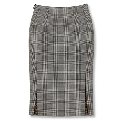 DOLCE & GABBANA GREY CHECK PENCIL SKIRT