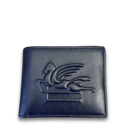 ETRO BLUE EMBOSSED PEGASO BIFOLD WALLET