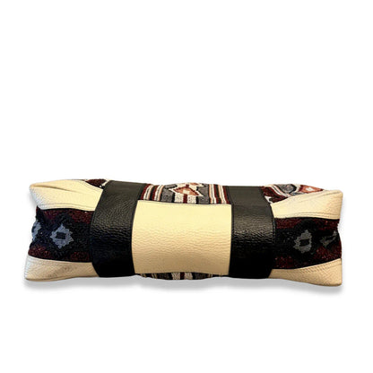 FENDI MULTICOLOR TAPESTRY LEATHER BOSTON BAG
