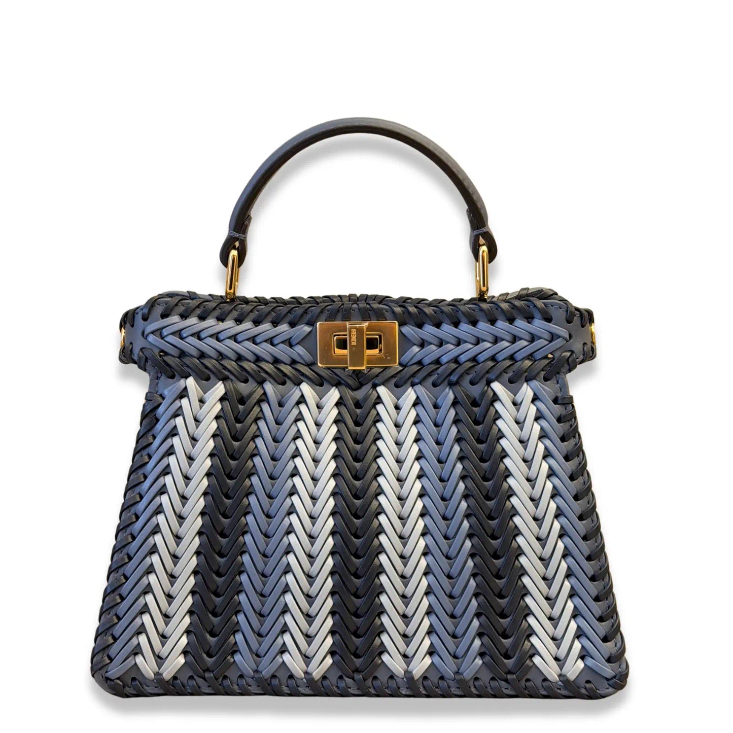 FENDI BLUE MULTICOLOR WOVEN PEEKABOO ISEEU PETITE BAG