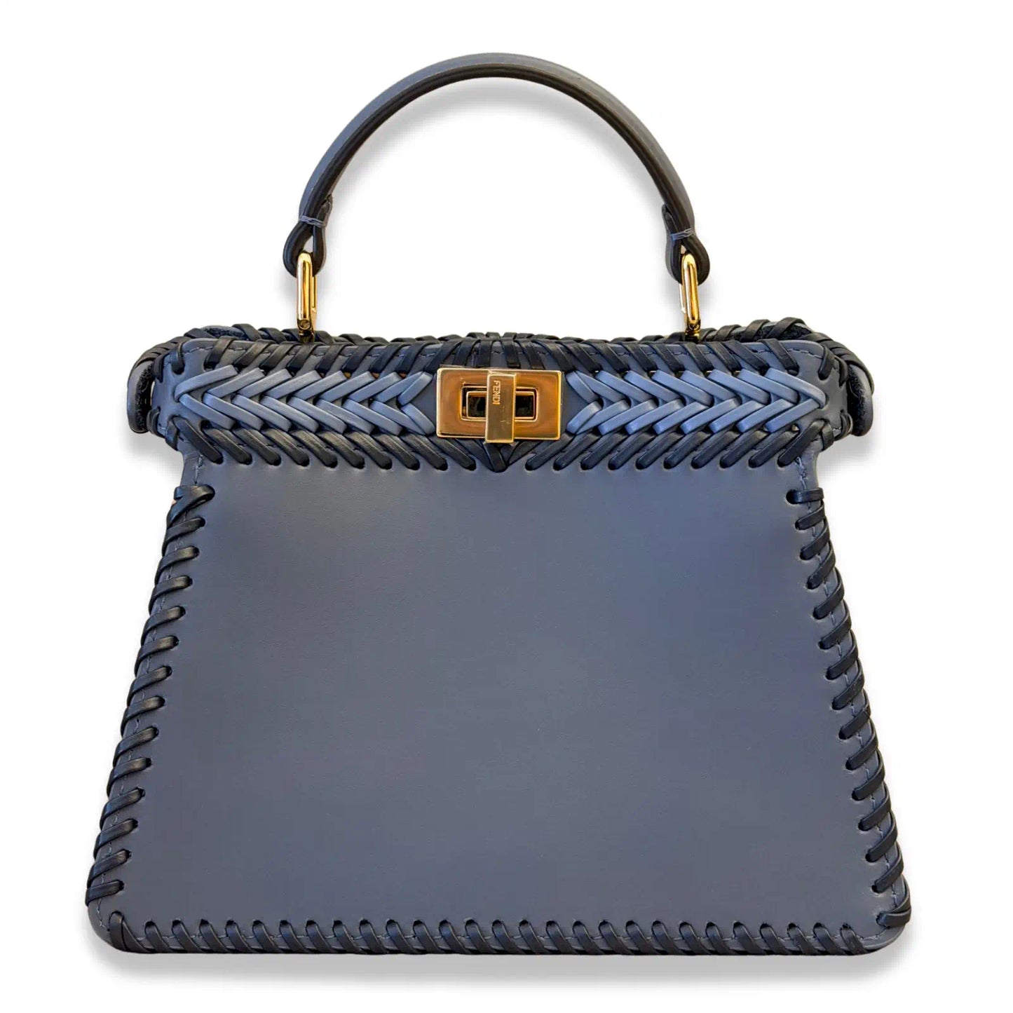 FENDI BLUE MULTICOLOR WOVEN PEEKABOO ISEEU PETITE BAG