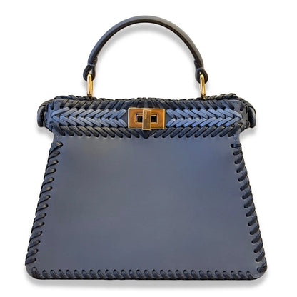 FENDI BLUE MULTICOLOR WOVEN PEEKABOO ISEEU PETITE BAG