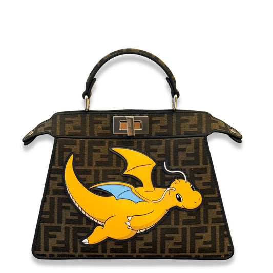 FENDI BROWN POKÉMON X FRGMT DRAGONITE PEEKABOO ISEEU SMALL BAG