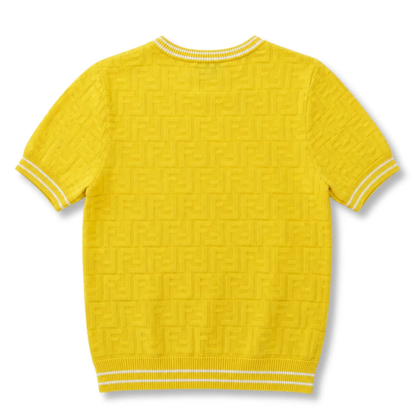 FENDI YELLOW FF KNIT SHORT-SLEEVE PULLOVER
