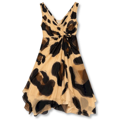 GIANNI VERSACE CREAM ABSTRACT PRINT DRESS