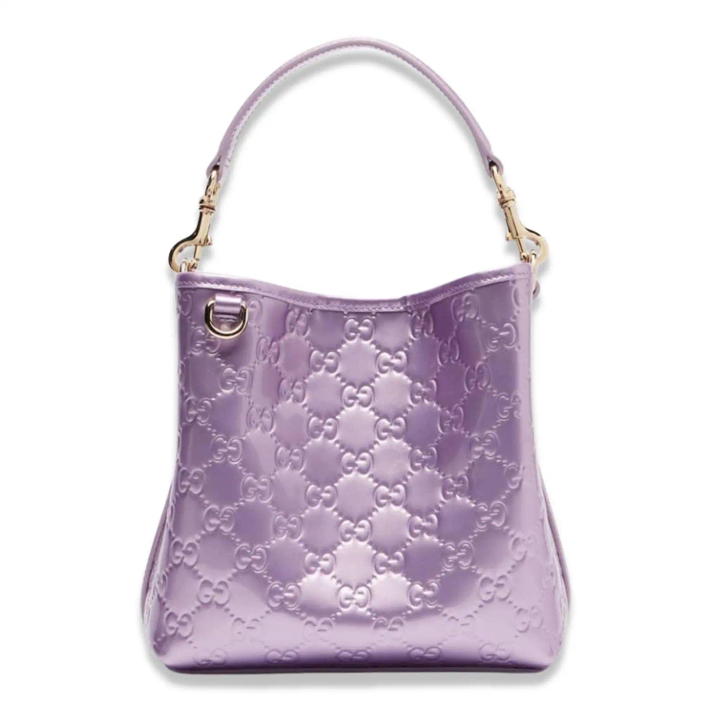 GUCCI LILAC GG EMBLEM SMALL BUCKET BAG