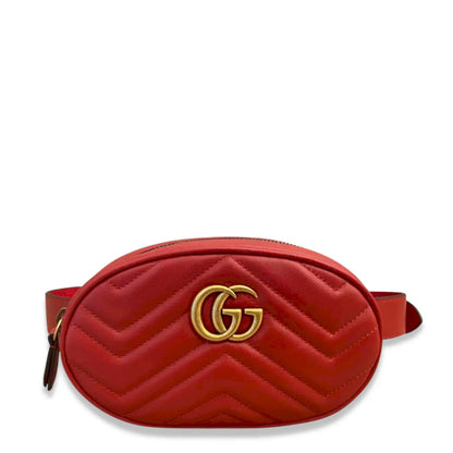 GUCCI RED METALASSÉ MARMONT BELT BAG