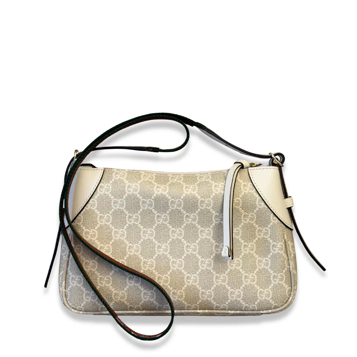 GUCCI WHITE GG SUPREME SHOULDER BAG