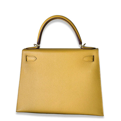 HERMÈS JAUNE AMBRE KELLY 28 TOGO LEATHER BAG
