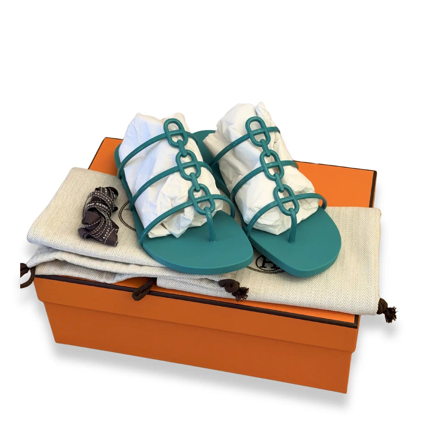 HERMÈS VERT TOURMALINE MYKONOS SANDALS