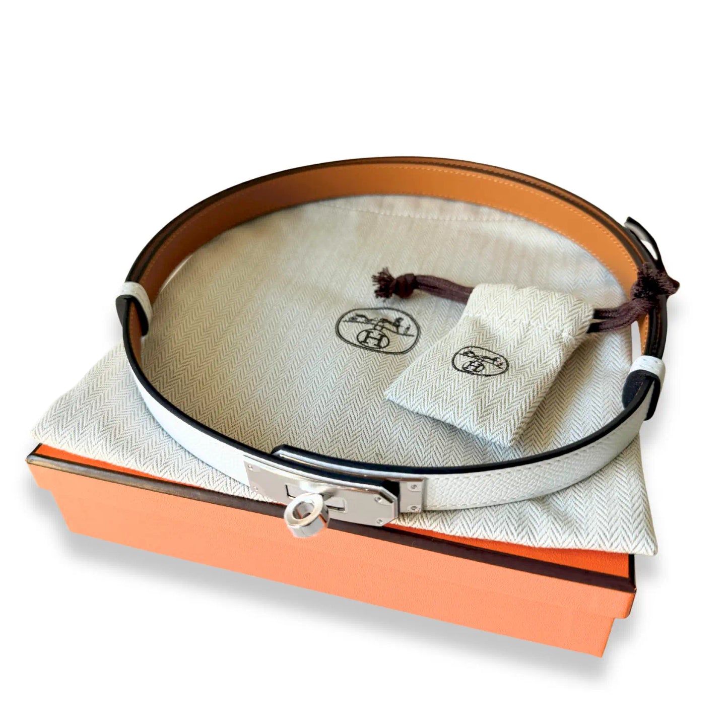 HERMÈS WHITE EPSOM LEATHER KELLY BELT