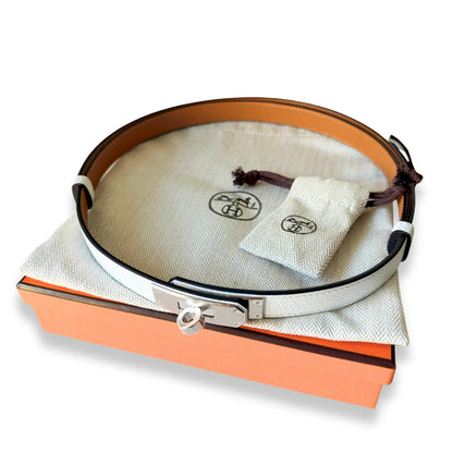 HERMÈS WHITE EPSOM LEATHER KELLY BELT