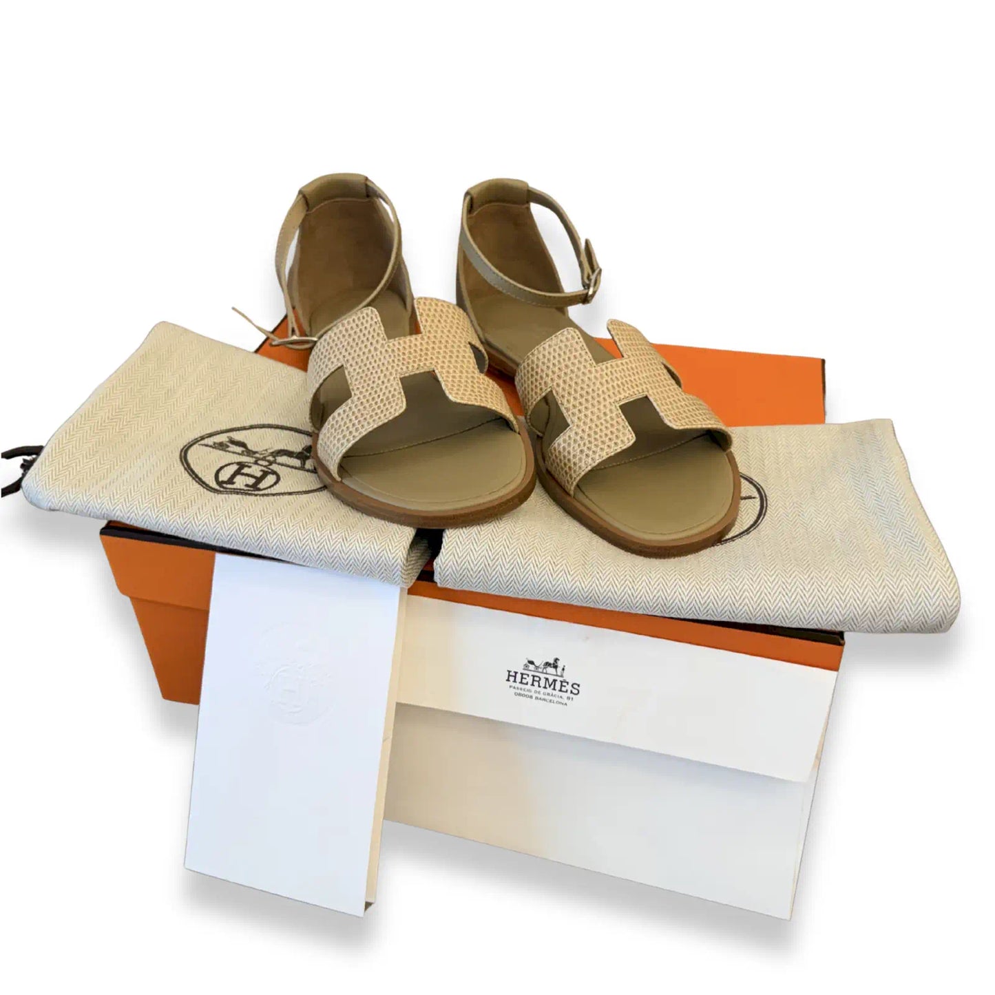 HERMÈS BEIGE ARGILE SANTORINI SANDALS
