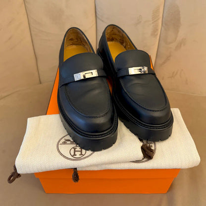 HERMÈS BLACK ICONE LOAFERS
