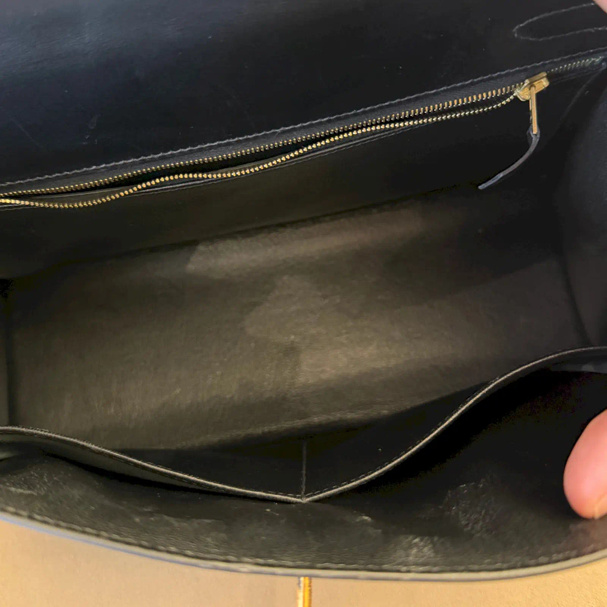 HERMÈS BLACK KELLY 32 VINTAGE BOX LEATHER BAG