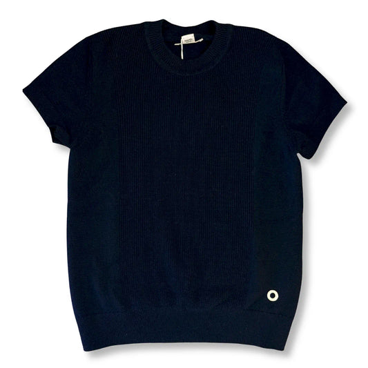 HERMÈS BLEU NOIR CASHMERE SHORT SLEEVE SWEATER