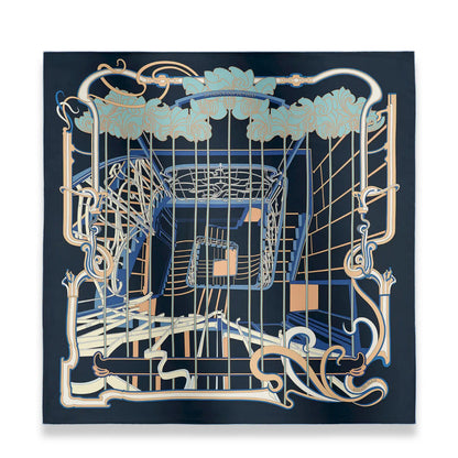 HERMÈS CABAN BLUE LA LIGNE COUP DE FOUET SILK 90 SCARF
