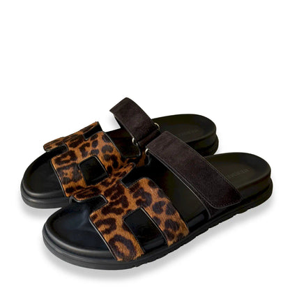 HERMÈS LEOPARD CHYPRE SANDALS