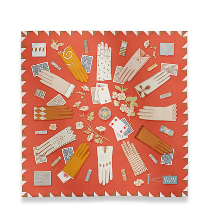 HERMÈS L’HEURE DES GANTS CORAL SILK 90 SCARF