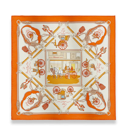 HERMÈS ORANGE CUIT PALONNIERS GAVROCHE 45 SCARF