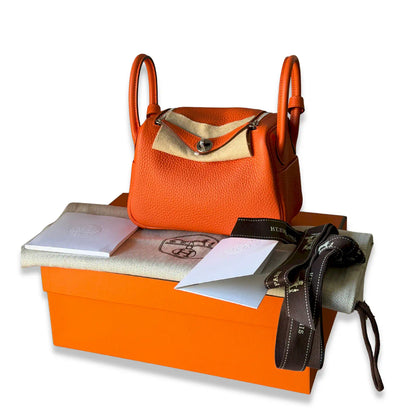 HERMÈS TANGERINE MINI LINDY BAG