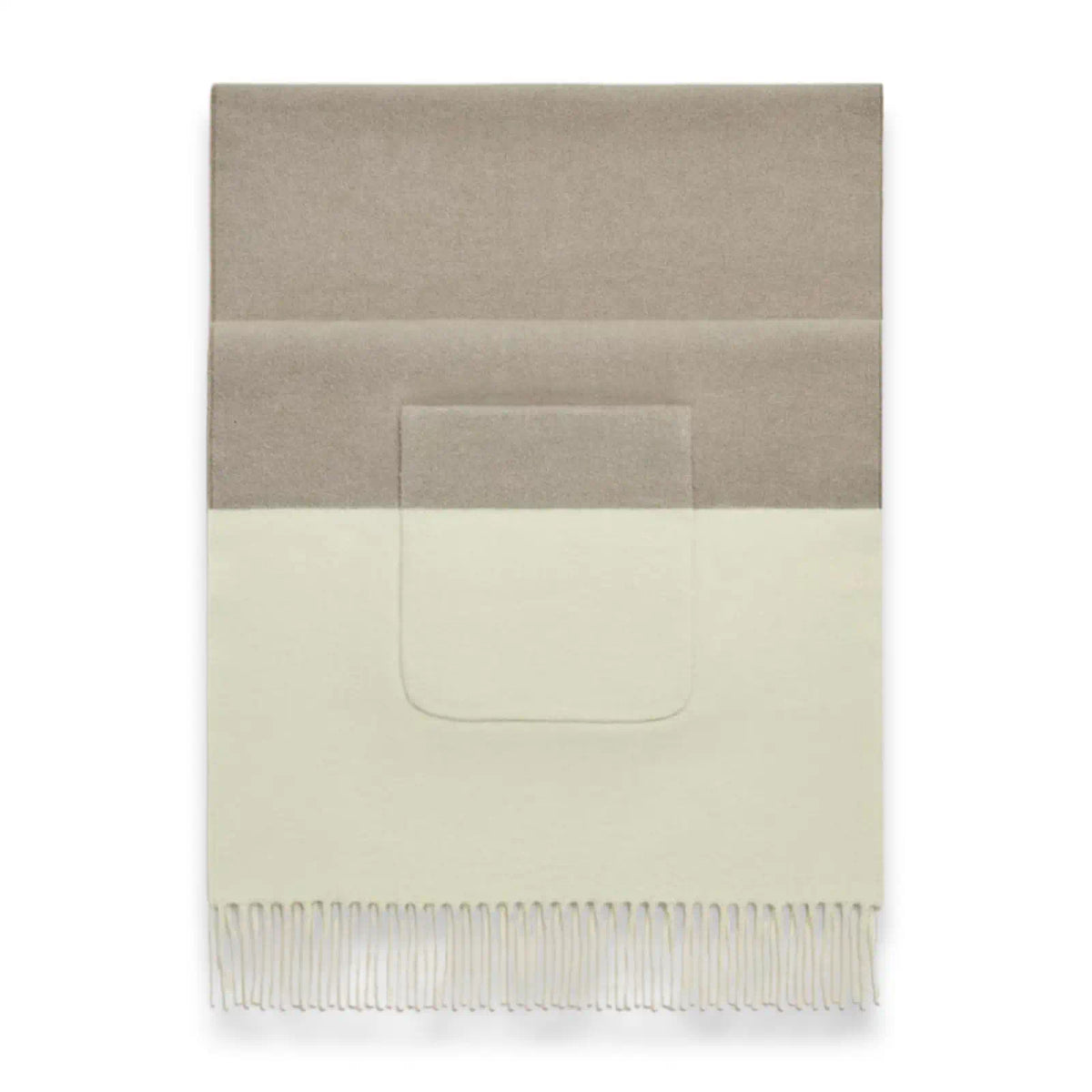 HERMÈS TAUPE & IVORY CASHMERE SILK-LINED SCARF