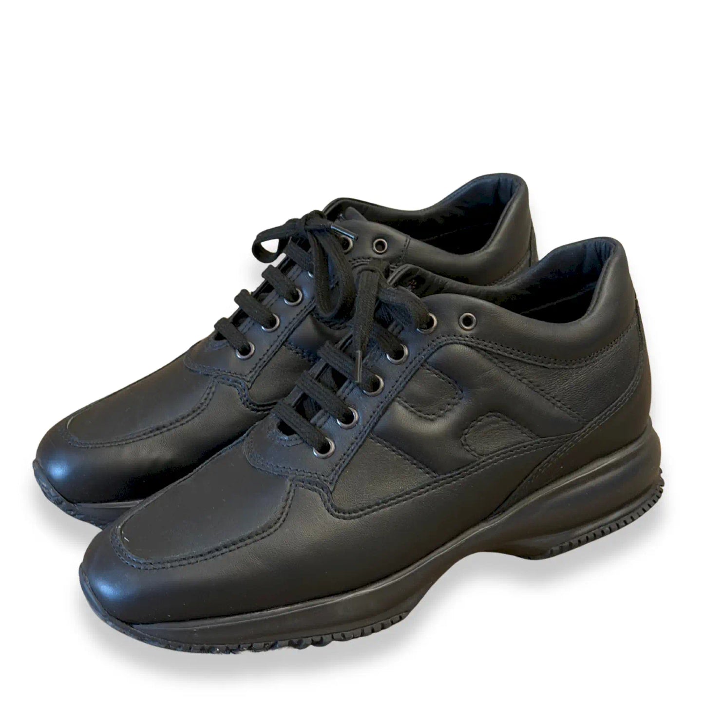HOGAN INTERACTIVE BLACK LEATHER SNEAKERS