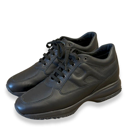 HOGAN INTERACTIVE BLACK LEATHER SNEAKERS