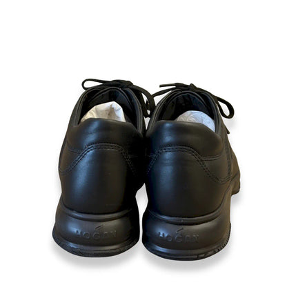 HOGAN INTERACTIVE BLACK LEATHER SNEAKERS