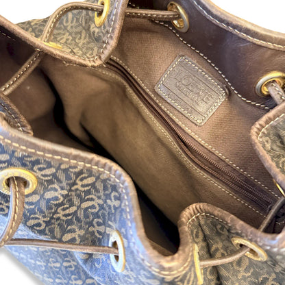 LOEWE ANAGRAM CANVAS & BROWN LEATHER BUCKET BAG