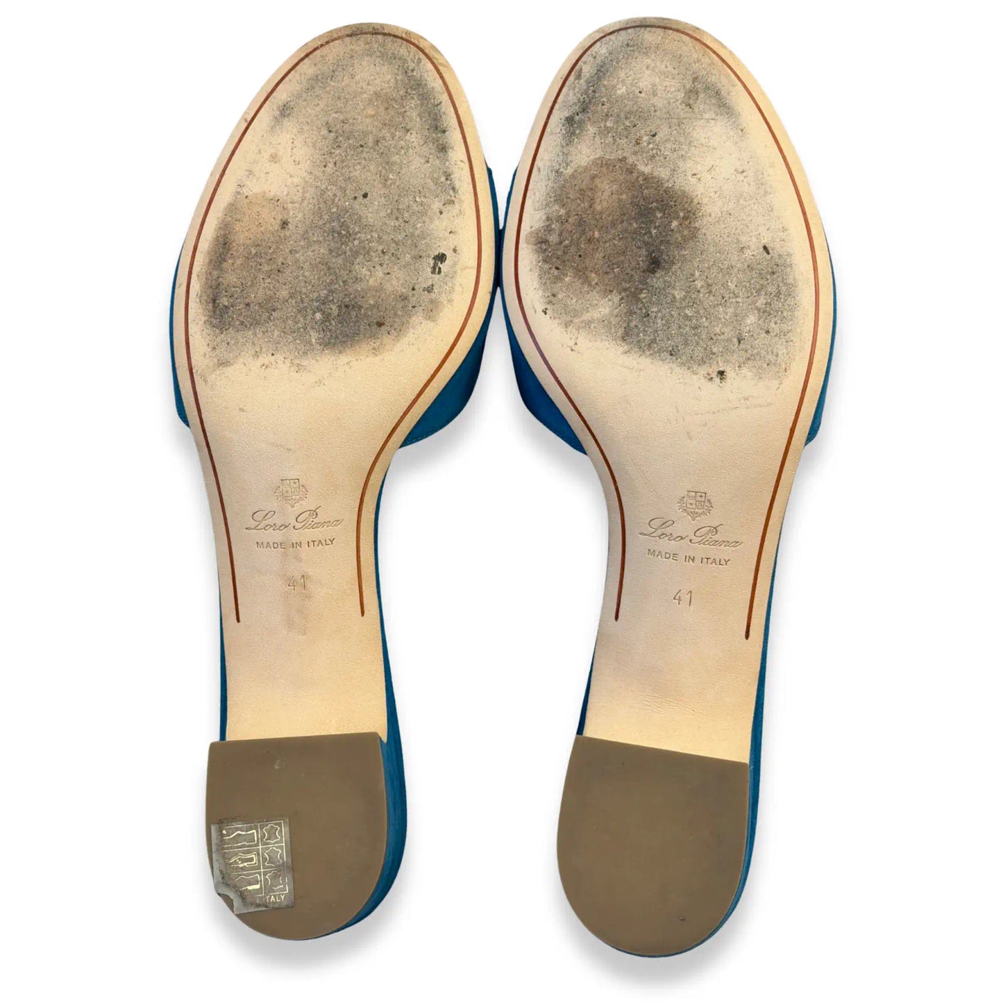 LORO PIANA BLUE GREEN SUMMER CHARMS HEELED SANDALS
