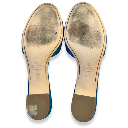 LORO PIANA BLUE GREEN SUMMER CHARMS HEELED SANDALS