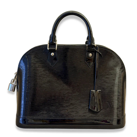 LOUIS VUITTON BLACK EPI ELECTRIC ALMA PM BAG