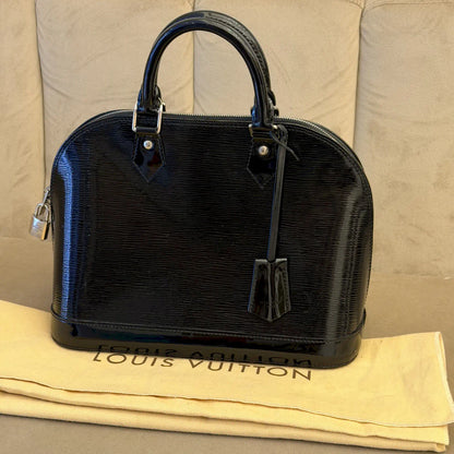 LOUIS VUITTON BLACK EPI ELECTRIC ALMA PM BAG