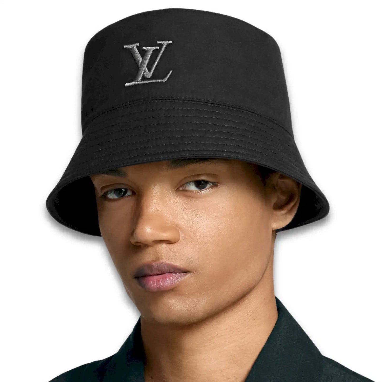 LOUIS VUITTON BLACK LV INITIALS BUCKET HAT