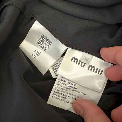 MIU MIU BLACK LACE-TRIMMED SLIP DRESS