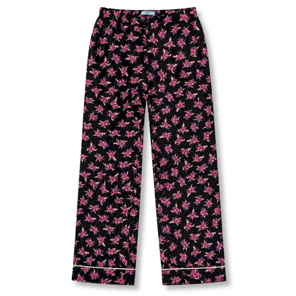 PRADA BLACK MULTICOLOR PRINTED PAJAMA PANTS
