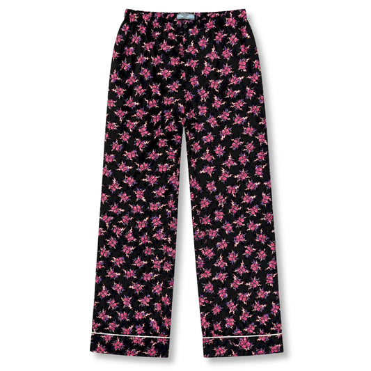 PRADA BLACK MULTICOLOR PRINTED PAJAMA PANTS