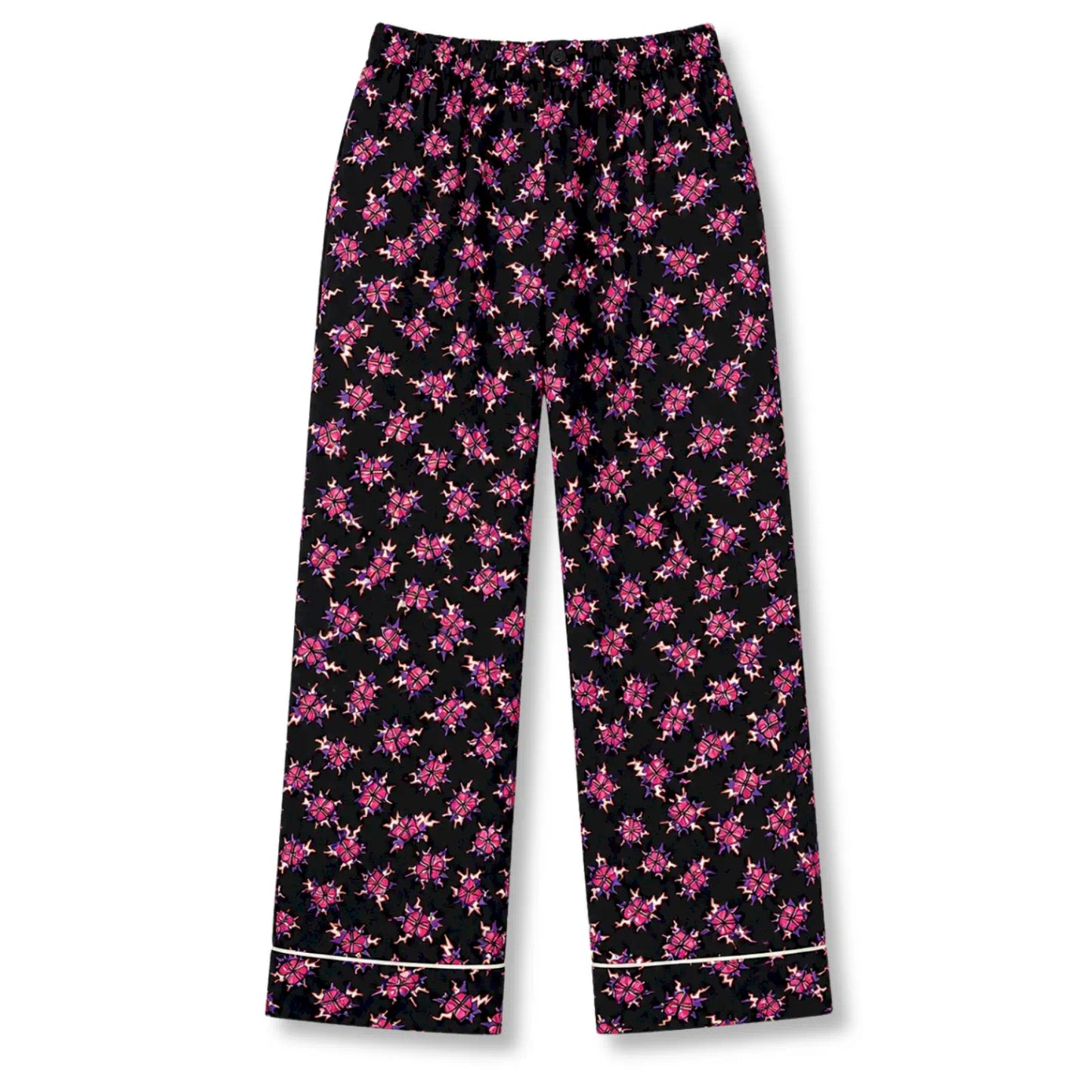 PRADA BLACK MULTICOLOR PRINTED PAJAMA PANTS