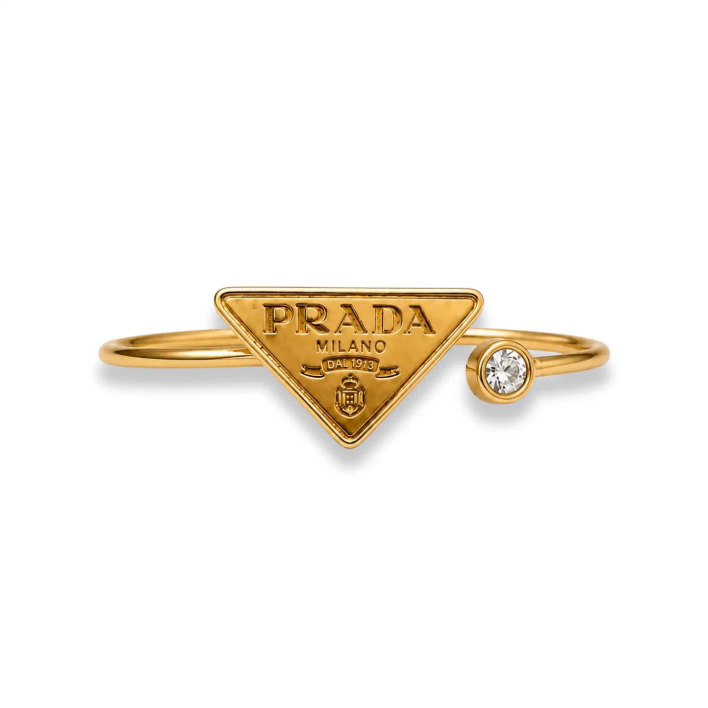 PRADA GOLD-TONE TRIANGLE LOGO CUFF BRACELET