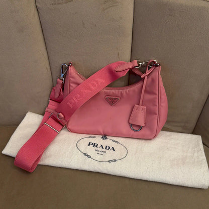 PRADA PINK NYLON SHOULDER BAG
