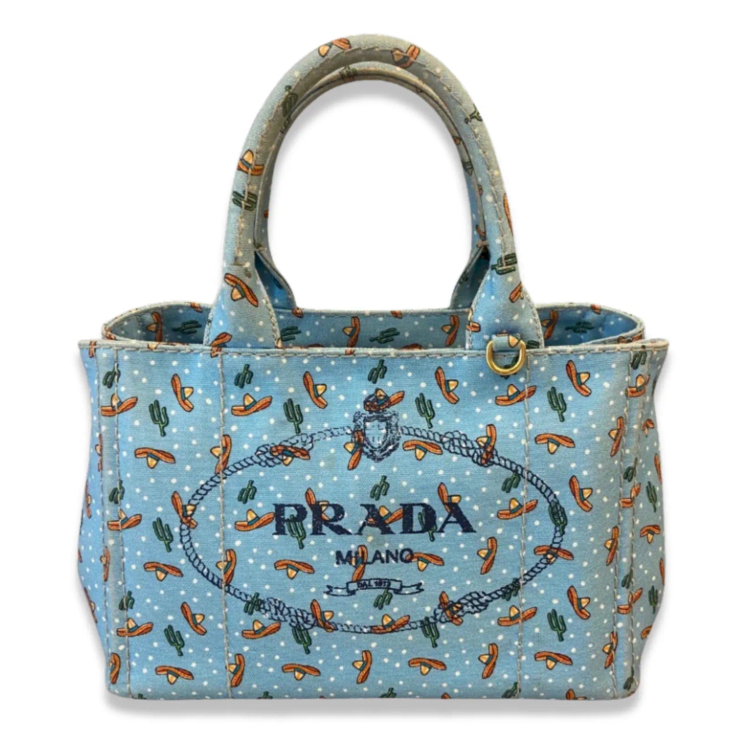 PRADA SOMBRERO PRINT CANAPA TOTE BAG