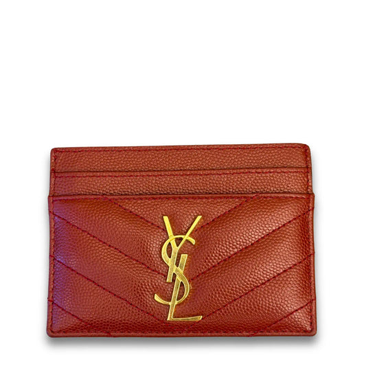 SAINT LAURENT RED MONOGRAM CARD HOLDER