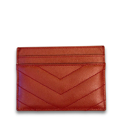 SAINT LAURENT RED MONOGRAM CARD HOLDER