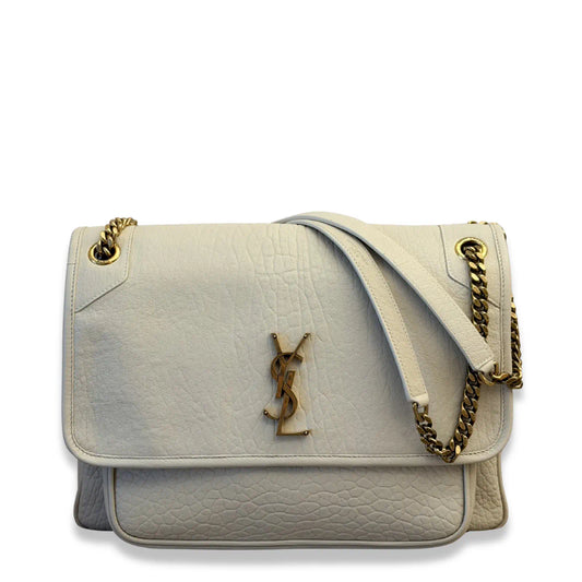 SAINT LAURENT WHITE NIKI LEATHER SHOULDER BAG