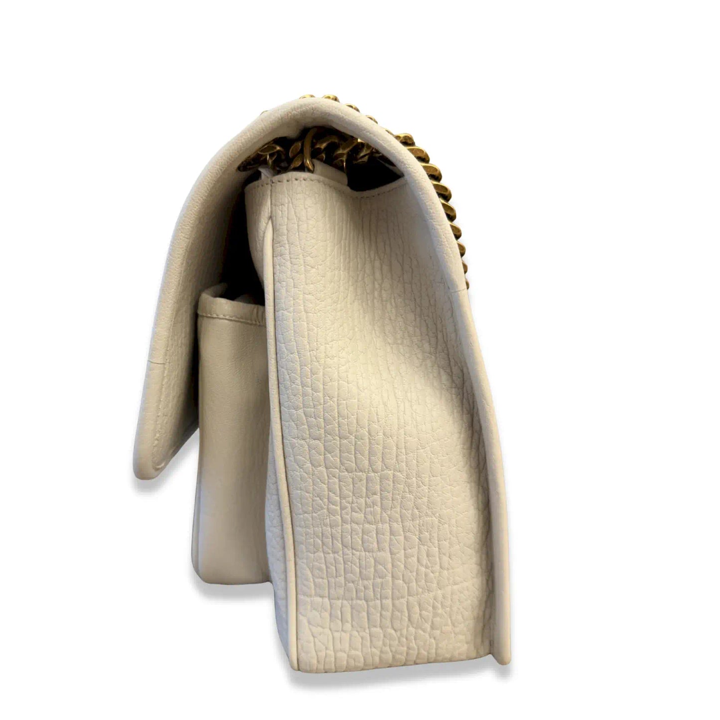 SAINT LAURENT WHITE NIKI LEATHER SHOULDER BAG