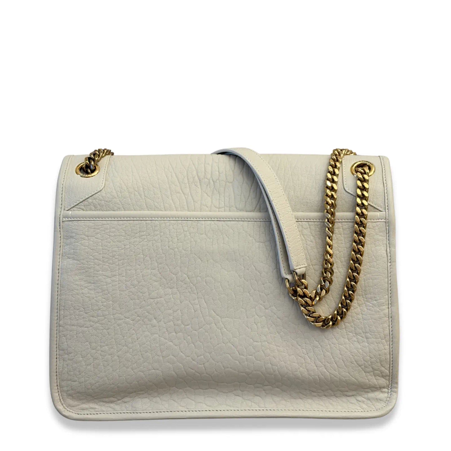 SAINT LAURENT WHITE NIKI LEATHER SHOULDER BAG