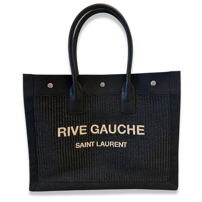SAINT LAURENT BLACK RIVE GAUCHE SMALL TOTE BAG