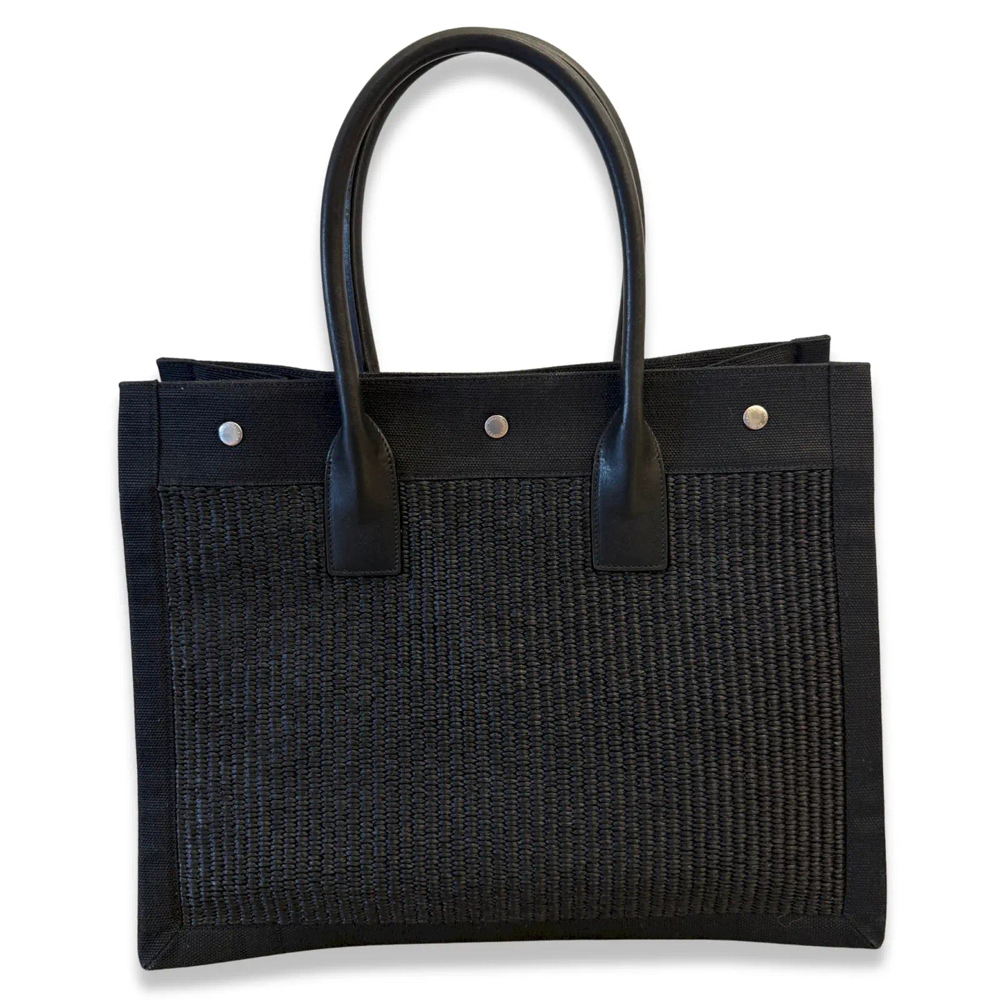 SAINT LAURENT BLACK RIVE GAUCHE SMALL TOTE BAG