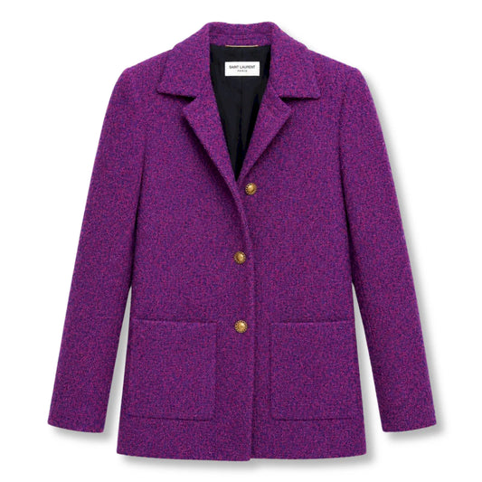SAINT LAURENT JACKET IN BOUCLE LUREX PURPLE